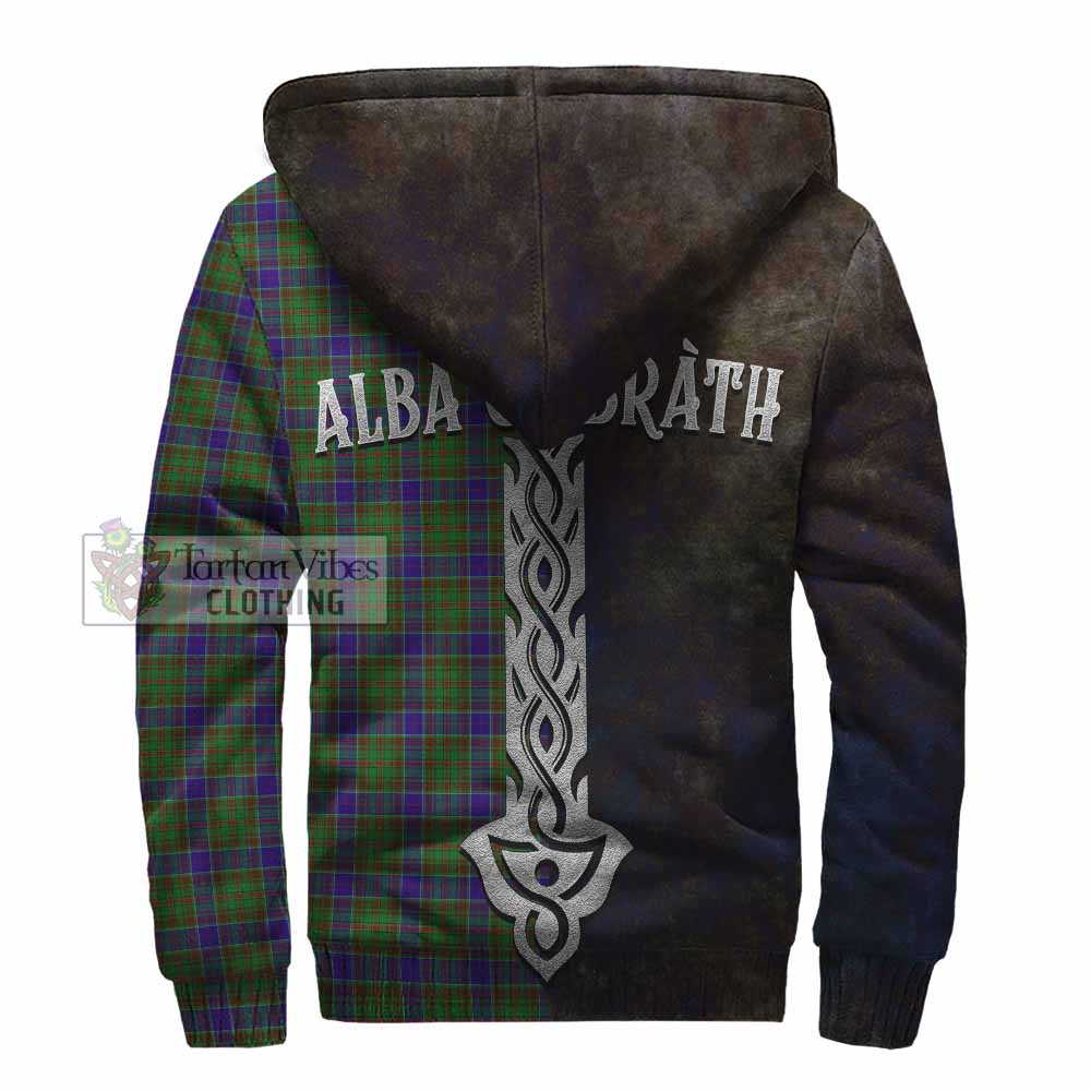 Tartan Vibes Clothing Adam Tartan Family Crest Sherpa Hoodie Alba Gu Brath Be Brave Lion Ancient Style