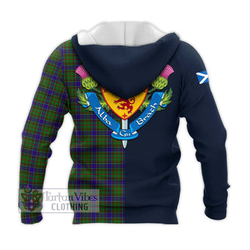Adam Tartan Knitted Hoodie Alba with Scottish Lion Royal Arm Half Style