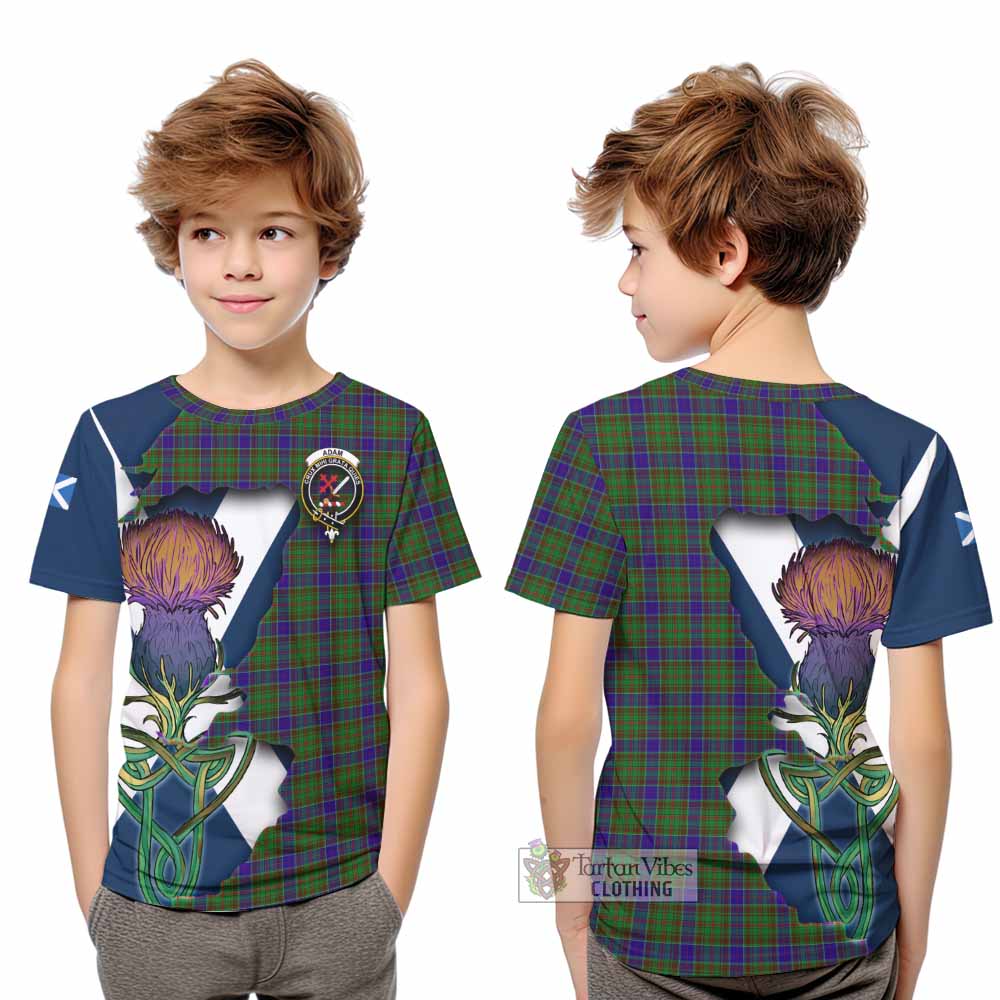 Tartan Vibes Clothing Adam Tartan Family Crest Kid T-Shirt Scottish Thistle Celtic Inspired
