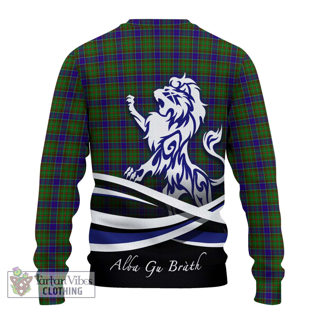 Adam Tartan Knitted Sweater with Alba Gu Brath Regal Lion Emblem - Tartanvibesclothing Shop
