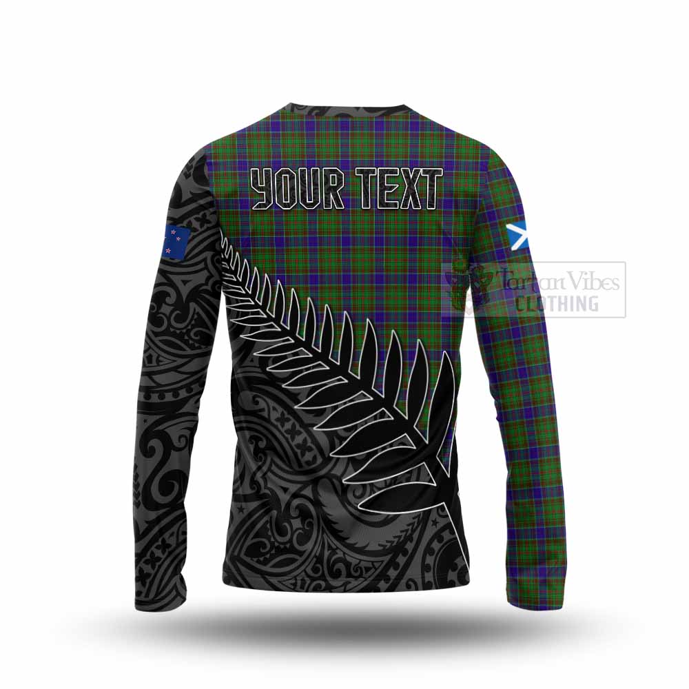 Tartan Vibes Clothing Adam Crest Tartan Long Sleeve T-Shirt with New Zealand Silver Fern Half Style