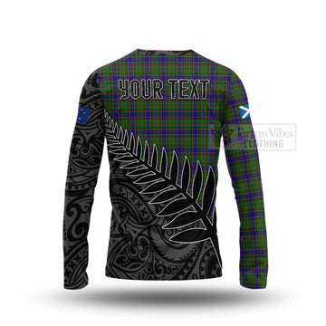 Tartan Vibes Clothing Adam Crest Tartan Long Sleeve T-Shirt with New Zealand Silver Fern Half Style