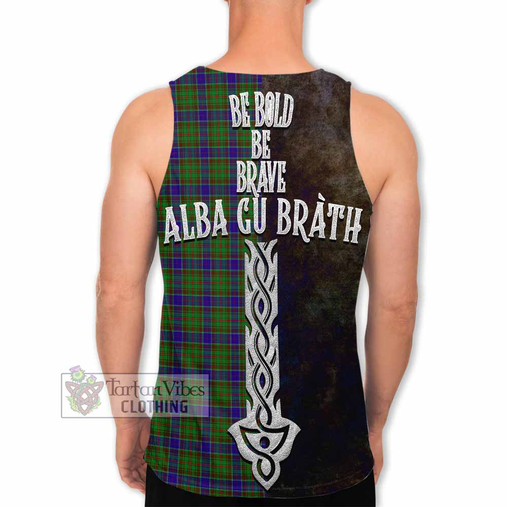 Tartan Vibes Clothing Adam Tartan Family Crest Men's Tank Top Alba Gu Brath Be Brave Lion Ancient Style