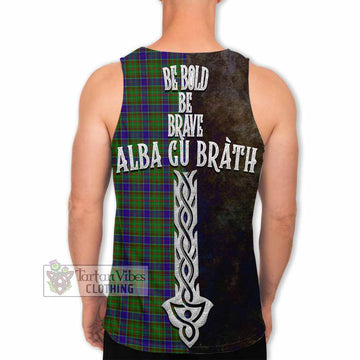 Adam Tartan Family Crest Men's Tank Top Alba Gu Brath Be Brave Lion Ancient Style