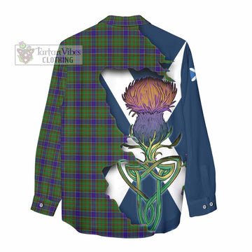 Tartan Vibes Clothing Adam Tartan Family Crest Women's Casual Shirt Scottish Thistle Celtic Inspired