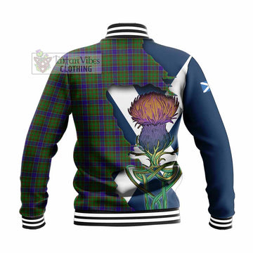 Adam Tartan Family Crest Baseball Jacket Scottish Thistle Celtic Inspired