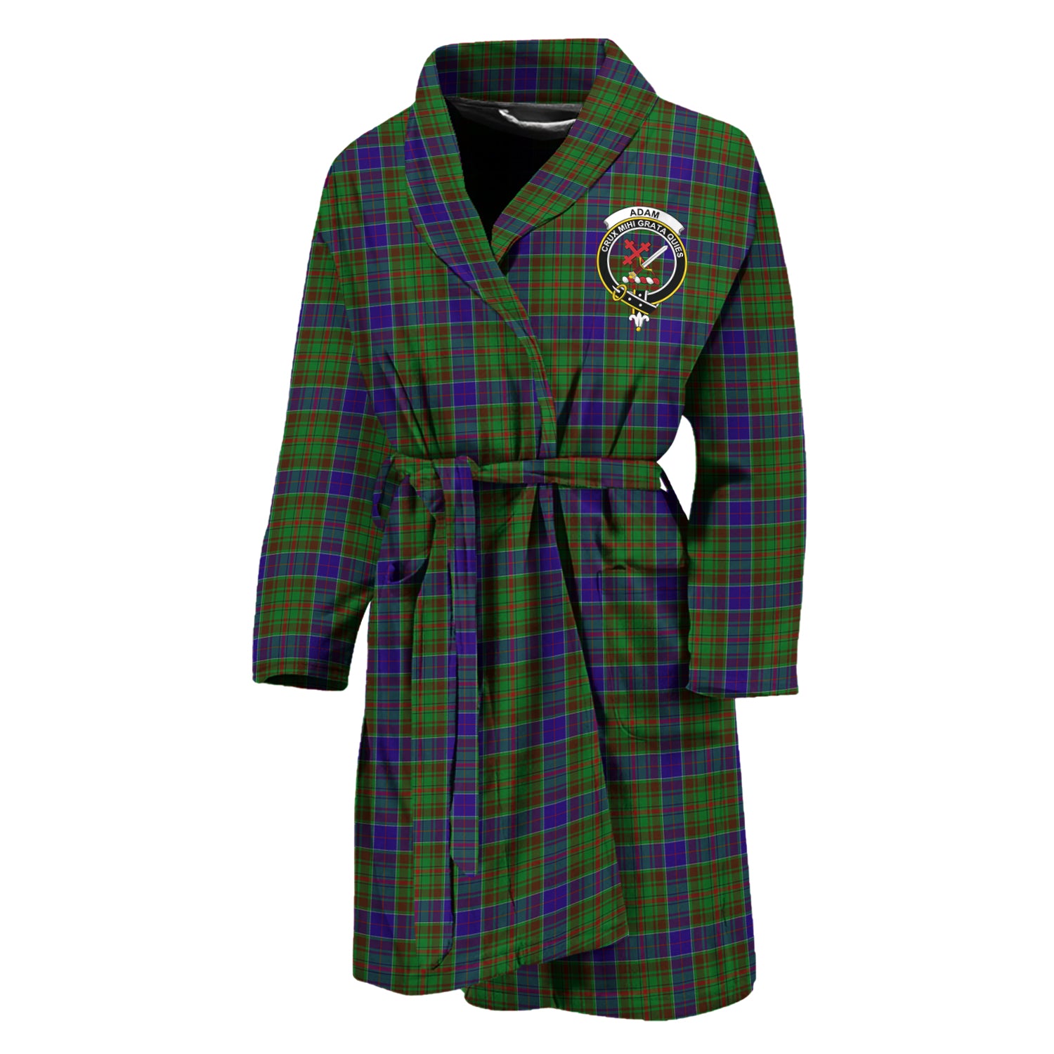 Adam Tartan Bathrobe with Family Crest Unisex M - Tartan Vibes Clothing