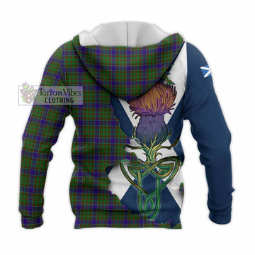 Tartan Vibes Clothing Adam Tartan Family Crest Knitted Hoodie Scottish Thistle Celtic Inspired
