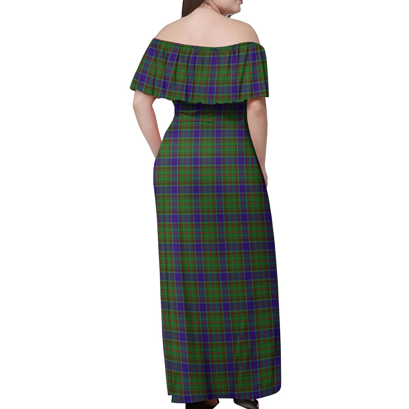 Adam Tartan Off Shoulder Long Dress - Tartanvibesclothing