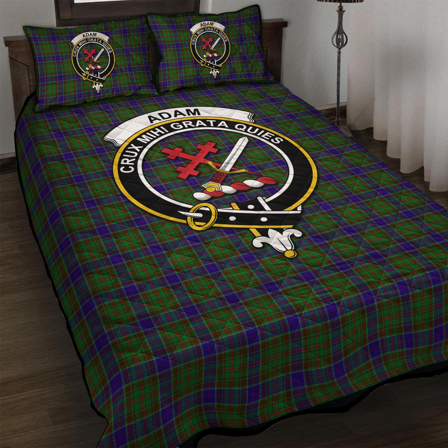 Adam Tartan Quilt Bed Set with Family Crest - Tartan Vibes Clothing