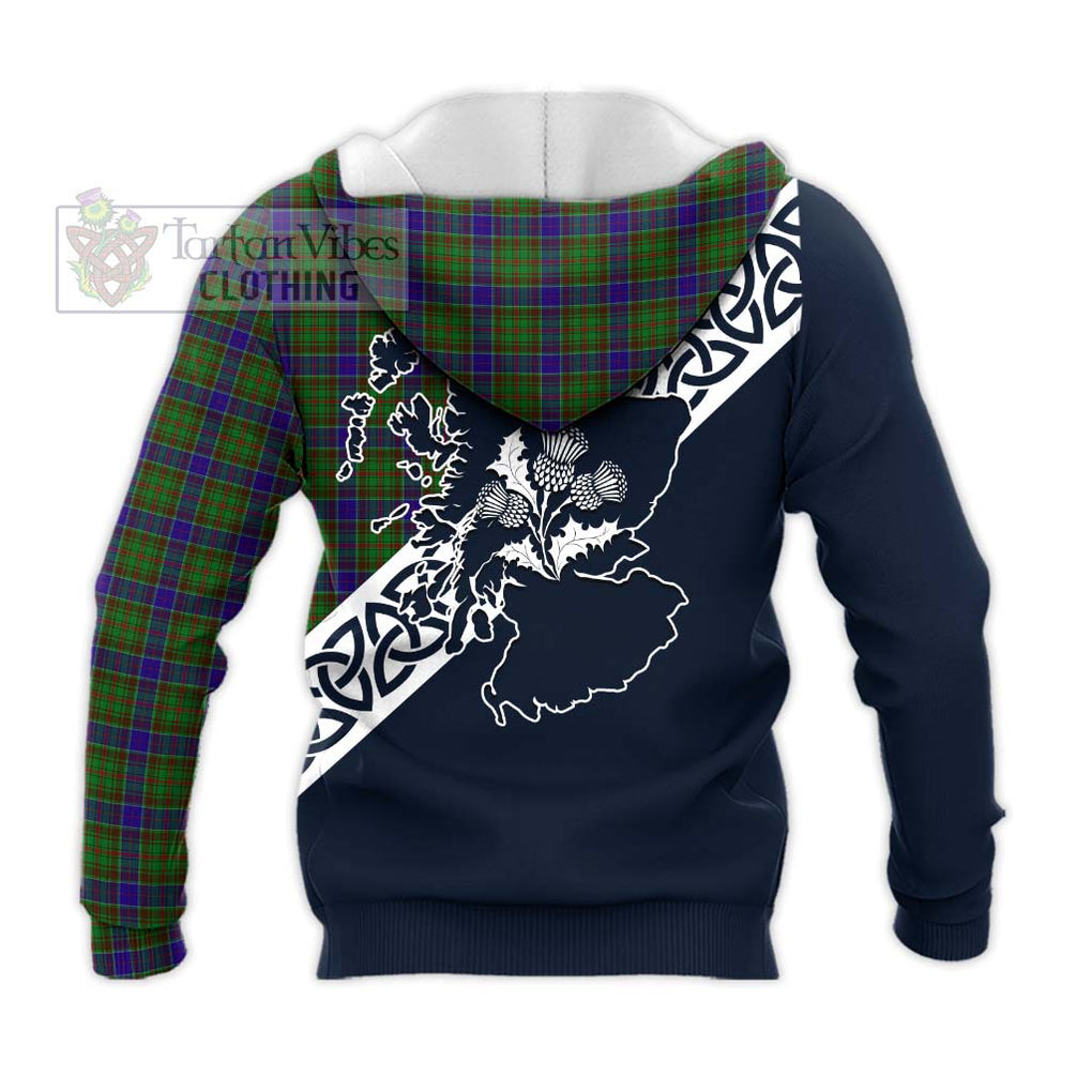 Tartan Vibes Clothing Adam Tartan Knitted Hoodie Featuring Thistle and Scotland Map