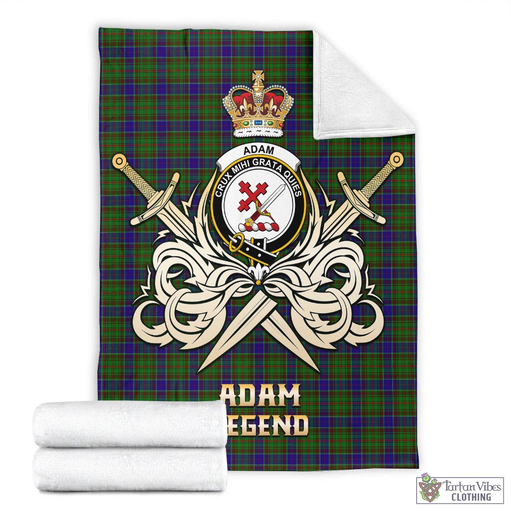 Tartan Vibes Clothing Adam Tartan Blanket with Clan Crest and the Golden Sword of Courageous Legacy