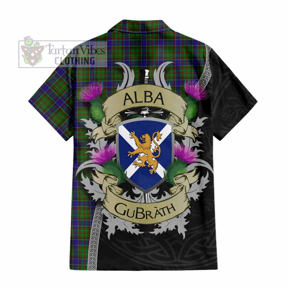 Tartan Vibes Clothing Adam Tartan Family Crest Short Sleeve Button Shirt Lion Rampant Royal Thistle Shield Celtic Inspired