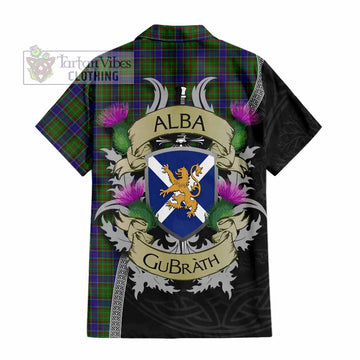Tartan Vibes Clothing Adam Tartan Family Crest Short Sleeve Button Shirt Lion Rampant Royal Thistle Shield Celtic Inspired