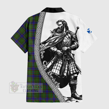 Adam Tartan Clan Crest Hawaiian Shirt with Highlander Warrior Celtic Style