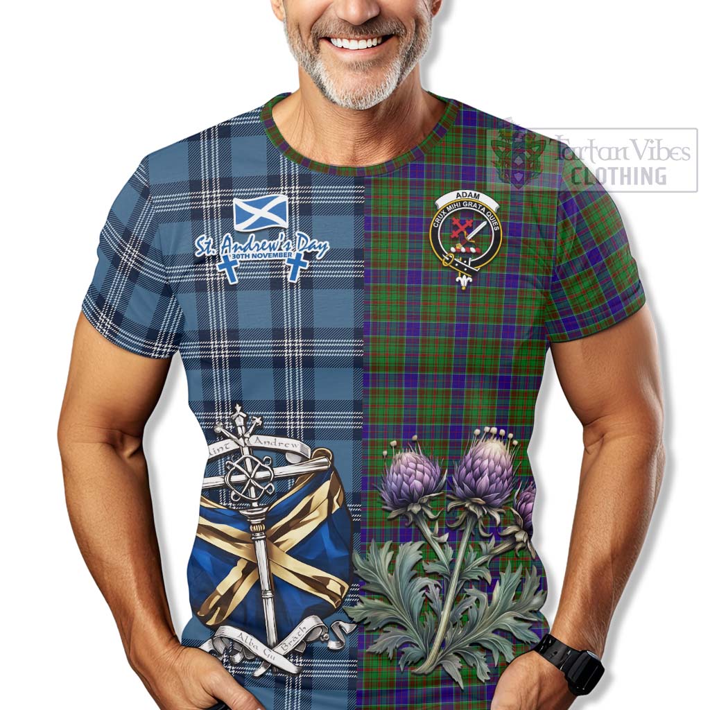 Adam Tartan T-Shirt Happy St. Andrew's Day Half Tartan Style - Tartan Vibes Clothing