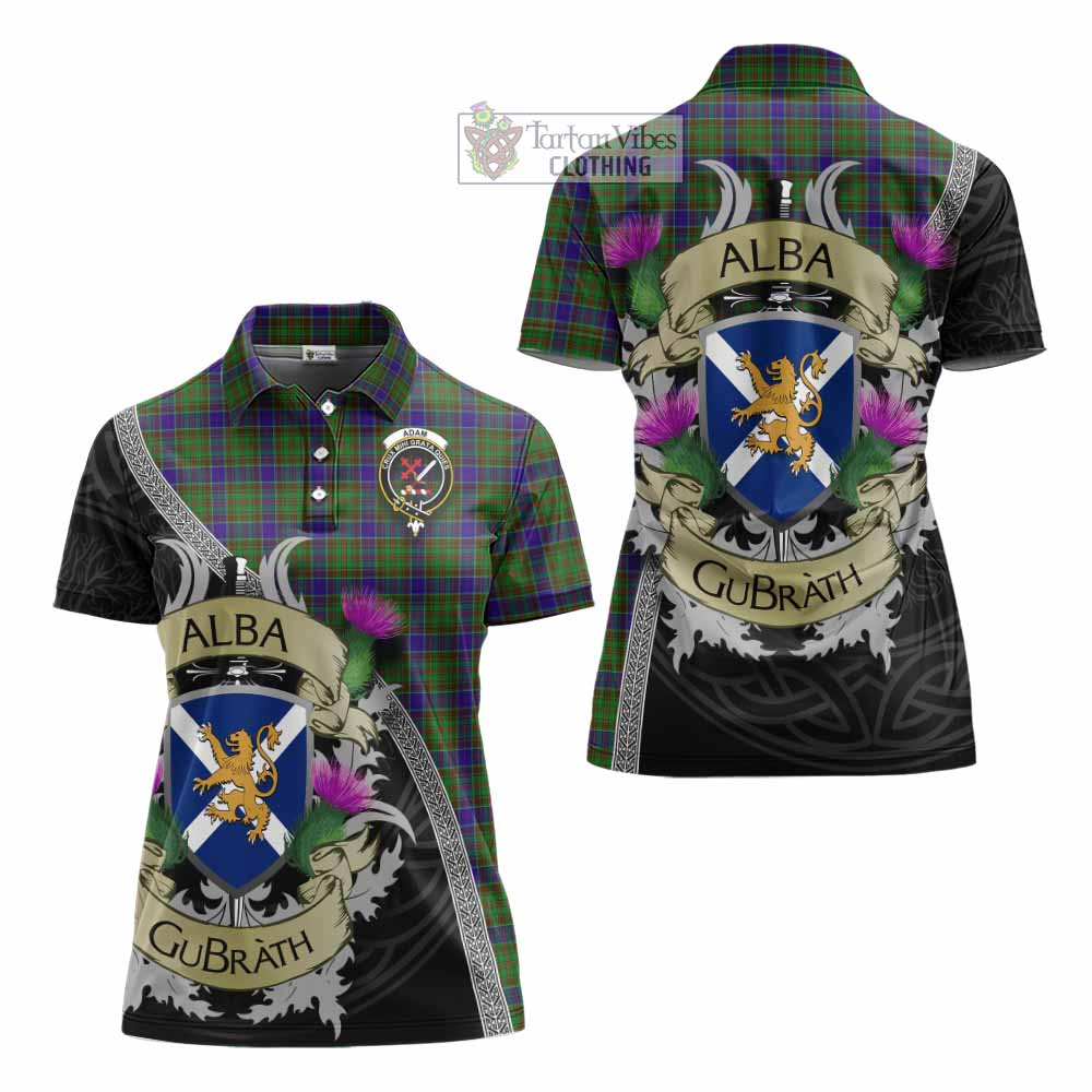 Tartan Vibes Clothing Adam Tartan Family Crest Women's Polo Shirt Lion Rampant Royal Thistle Shield Celtic Inspired