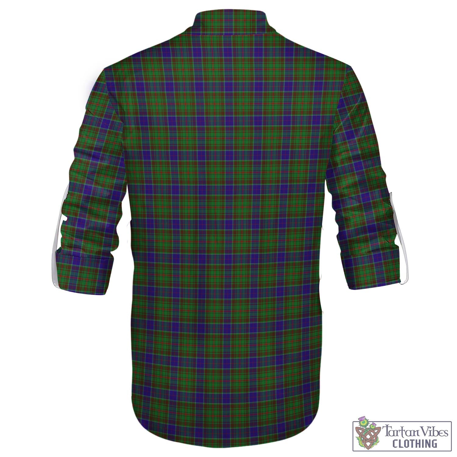 Tartan Vibes Clothing Adam Tartan Men's Scottish Traditional Jacobite Ghillie Kilt Shirt with Family Crest