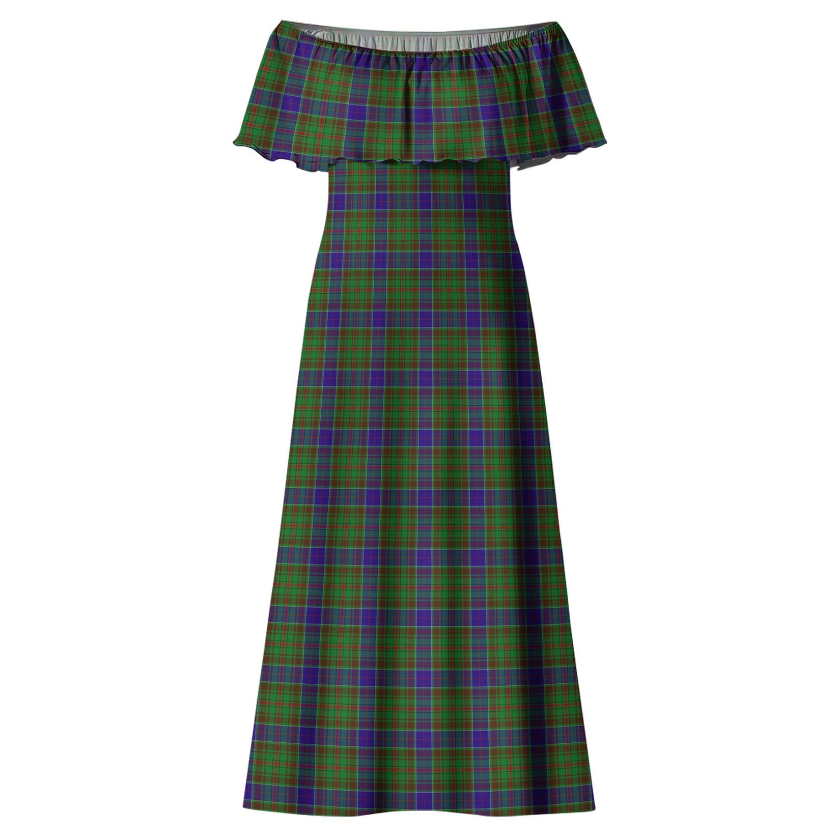 Adam Tartan Off Shoulder Long Dress - Tartanvibesclothing