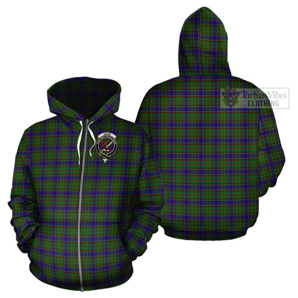 Adam Tartan Cotton Hoodie with Family Crest Zip Hoodie - Tartan Vibes Clothing