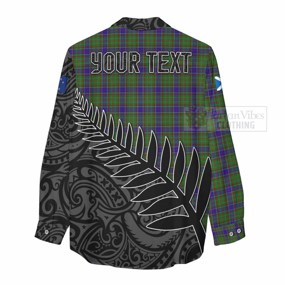 Tartan Vibes Clothing Adam Crest Tartan Women's Casual Shirt with New Zealand Silver Fern Half Style
