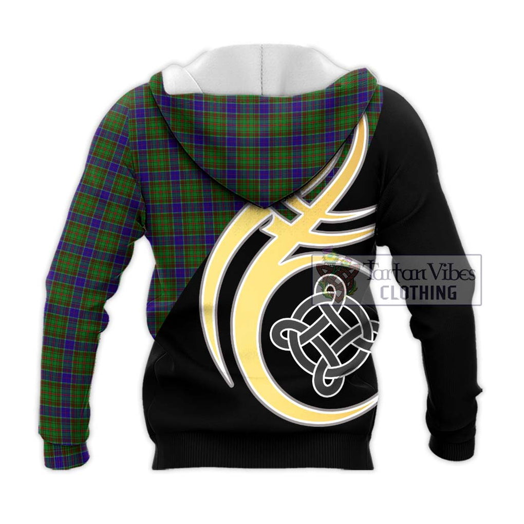 Adam Tartan Knitted Hoodie with Family Crest and Celtic Symbol Style - Tartan Vibes Clothing