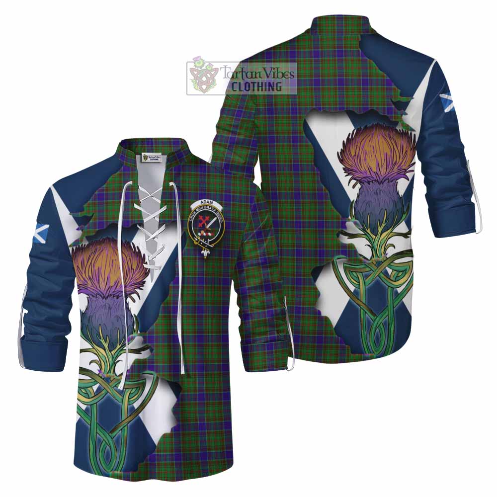 Tartan Vibes Clothing Adam Tartan Family Crest Ghillie Kilt Shirt Scottish Thistle Celtic Inspired