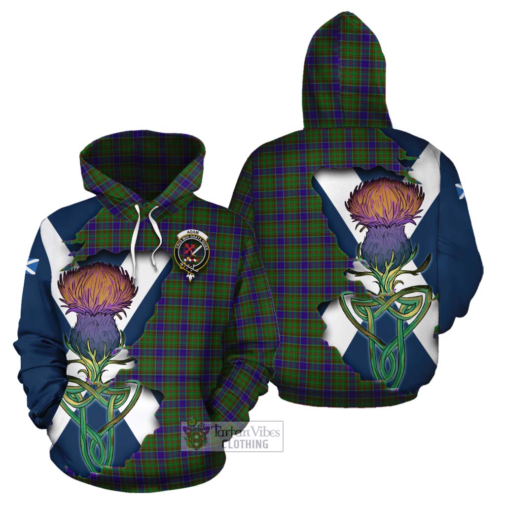 Tartan Vibes Clothing Adam Tartan Family Crest Cotton Hoodie Scottish Thistle Celtic Inspired