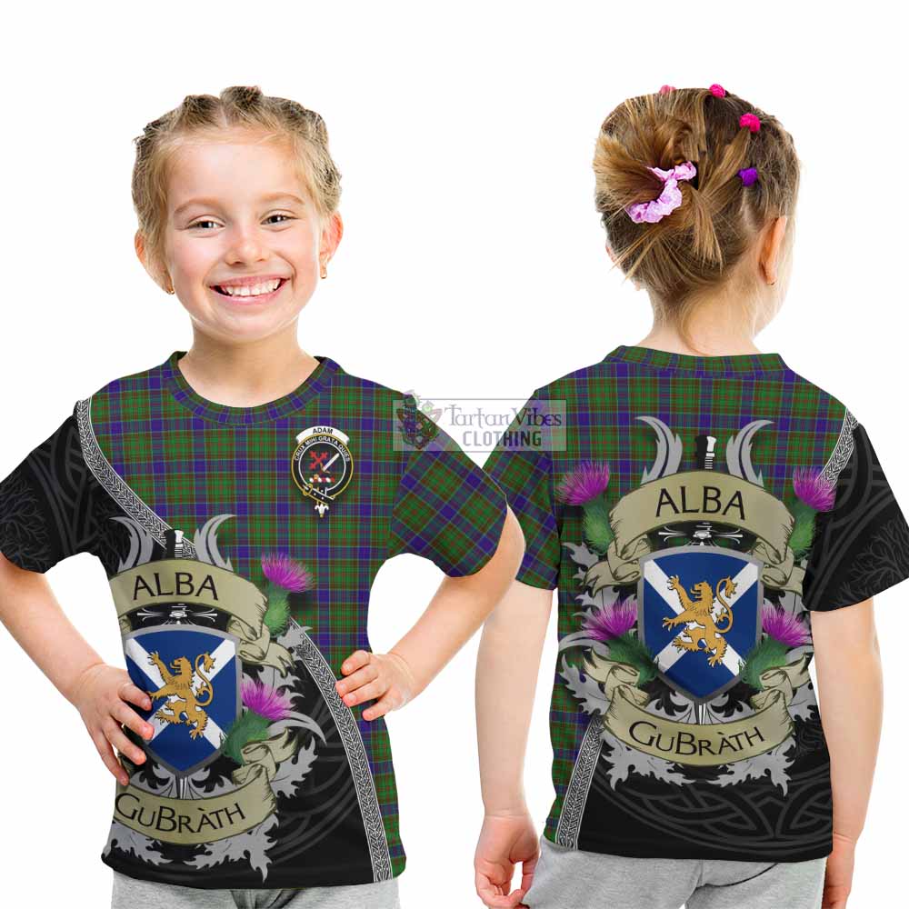 Tartan Vibes Clothing Adam Tartan Family Crest Kid T-Shirt Lion Rampant Royal Thistle Shield Celtic Inspired