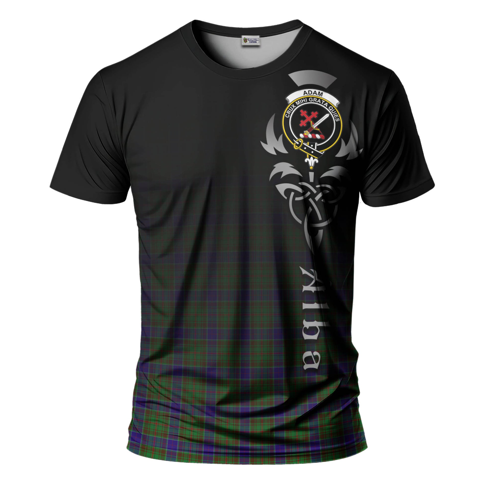 Tartan Vibes Clothing Adam Tartan T-Shirt Featuring Alba Gu Brath Family Crest Celtic Inspired