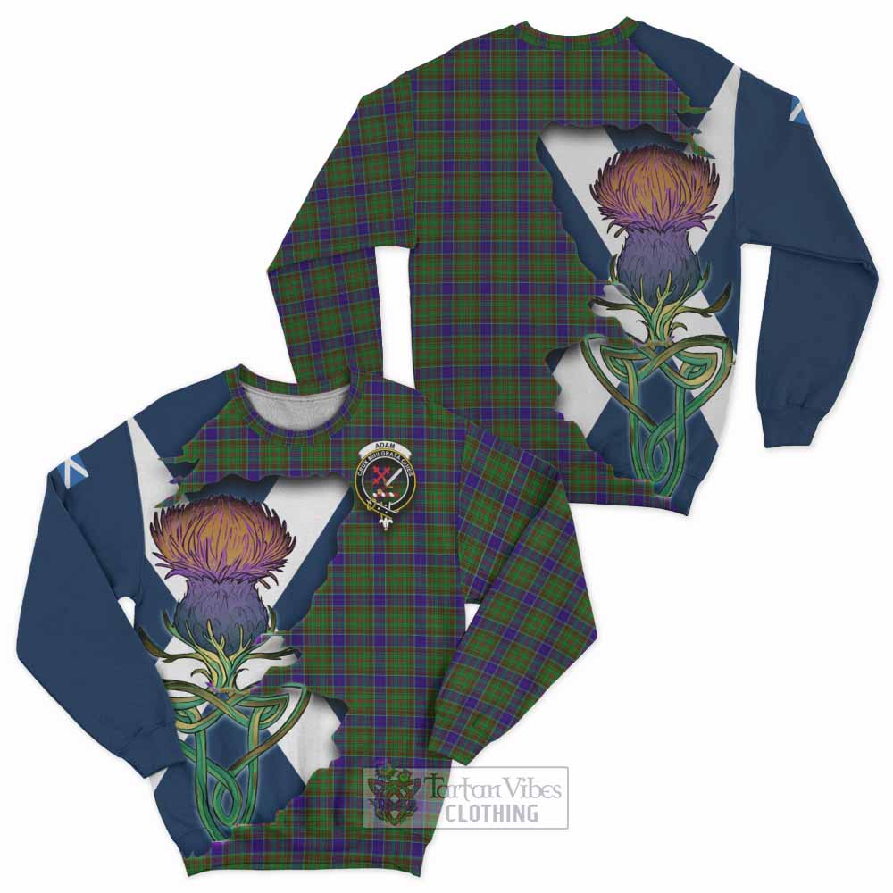 Tartan Vibes Clothing Adam Tartan Family Crest Sweatshirt Scottish Thistle Celtic Inspired