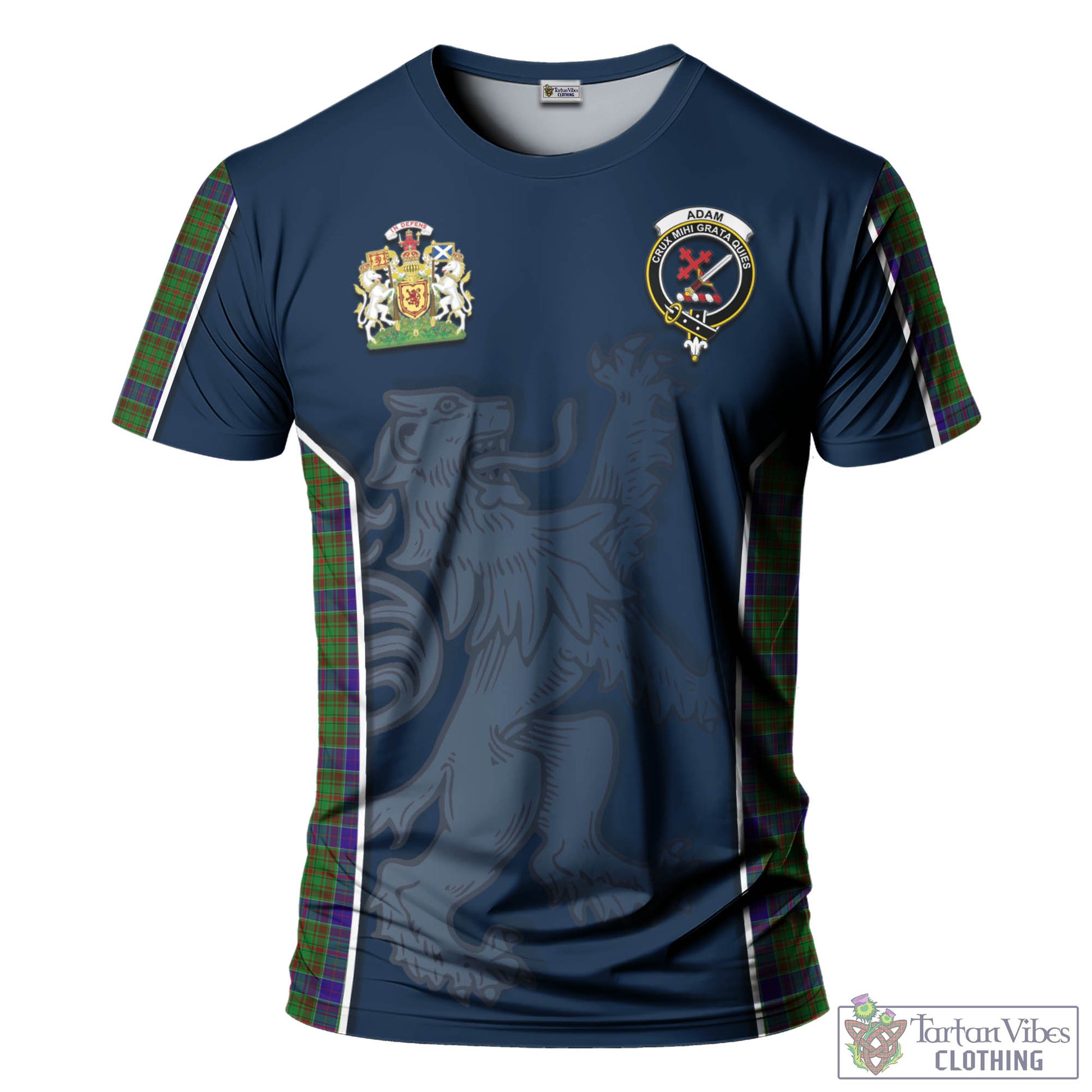Tartan Vibes Clothing Adam Tartan T-Shirt with Family Crest and Lion Rampant Vibes Sport Style