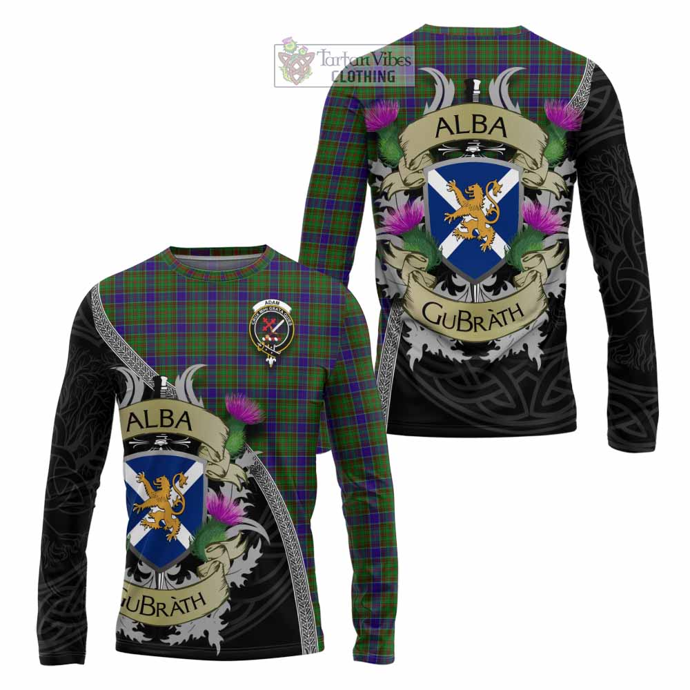 Tartan Vibes Clothing Adam Tartan Family Crest Long Sleeve T-Shirt Lion Rampant Royal Thistle Shield Celtic Inspired