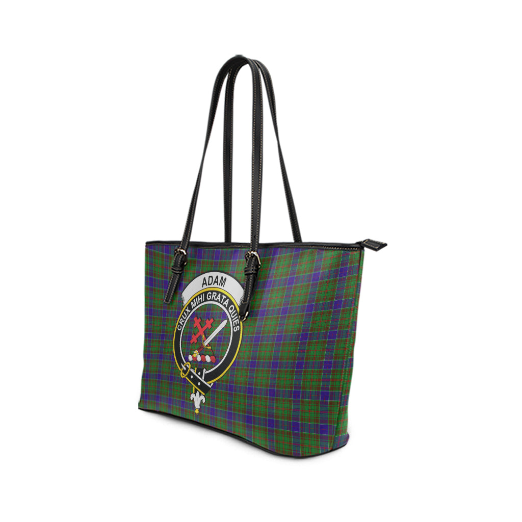 Adam Tartan Leather Tote Bag with Family Crest - Tartanvibesclothing
