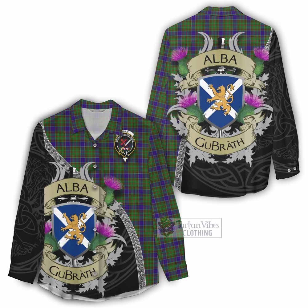 Tartan Vibes Clothing Adam Tartan Family Crest Women's Casual Shirt Lion Rampant Royal Thistle Shield Celtic Inspired