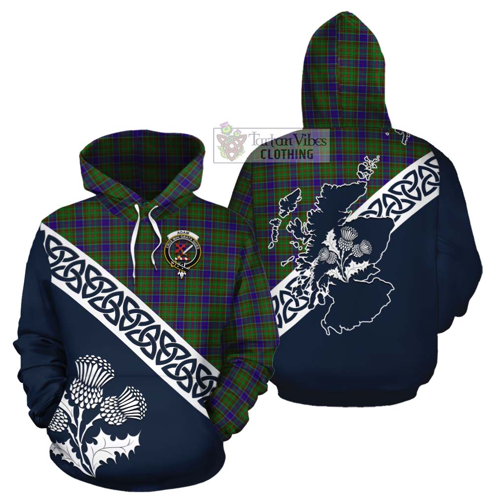 Adam Tartan Cotton Hoodie Featuring Thistle and Scotland Map Zip Hoodie - Tartan Vibes Clothing
