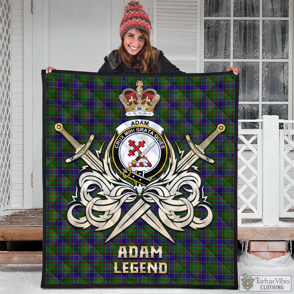 Tartan Vibes Clothing Adam Tartan Quilt with Clan Crest and the Golden Sword of Courageous Legacy