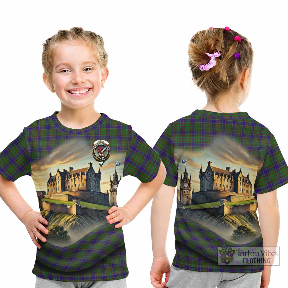 Tartan Vibes Clothing Adam Tartan Family Crest Kid T-Shirt with Scottish Ancient Castle Style