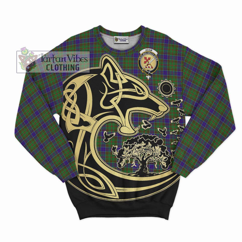 Adam Tartan Sweatshirt with Family Crest Celtic Wolf Style - Tartan Vibes Clothing