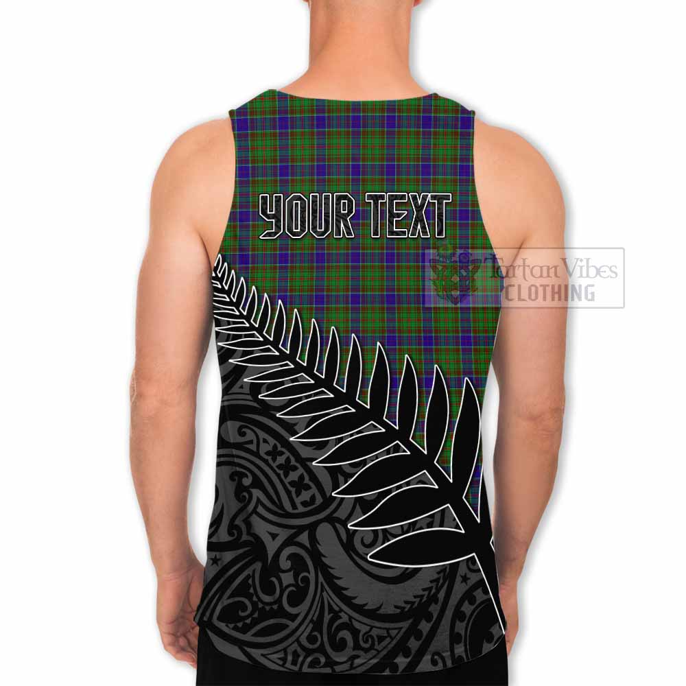 Tartan Vibes Clothing Adam Crest Tartan Men's Tank Top with New Zealand Silver Fern Half Style