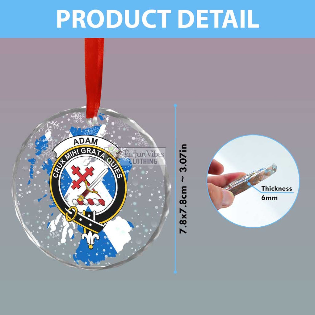 Tartan Vibes Clothing Adam Clan Crest Christmas Glass Ornament with Scotland Map