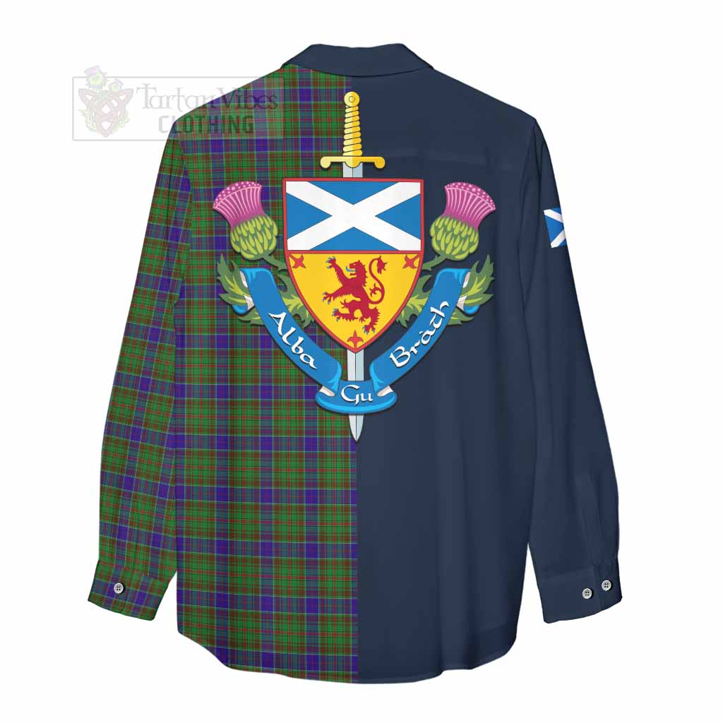 Tartan Vibes Clothing Adam Tartan Women's Casual Shirt Alba with Scottish Lion Royal Arm Half Style