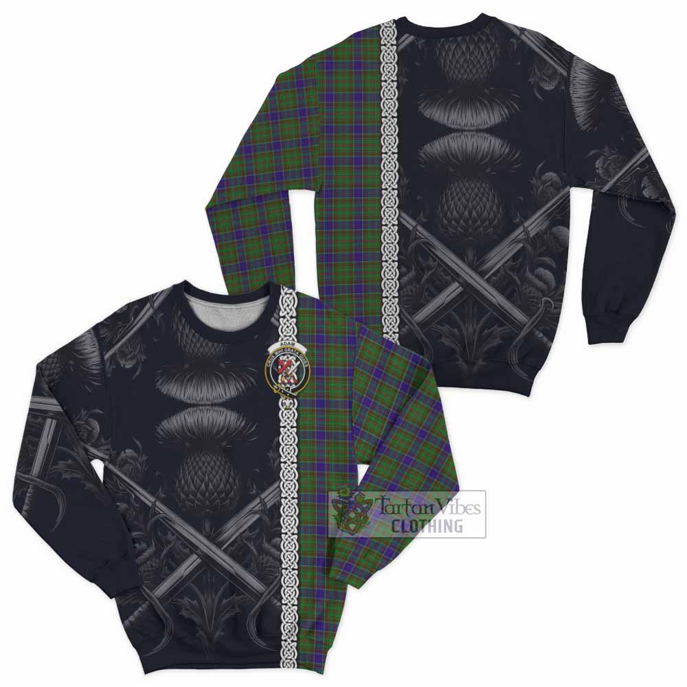 Tartan Vibes Clothing Adam Tartan Sweatshirt with Family Crest Cross Sword Thistle Celtic Vibes