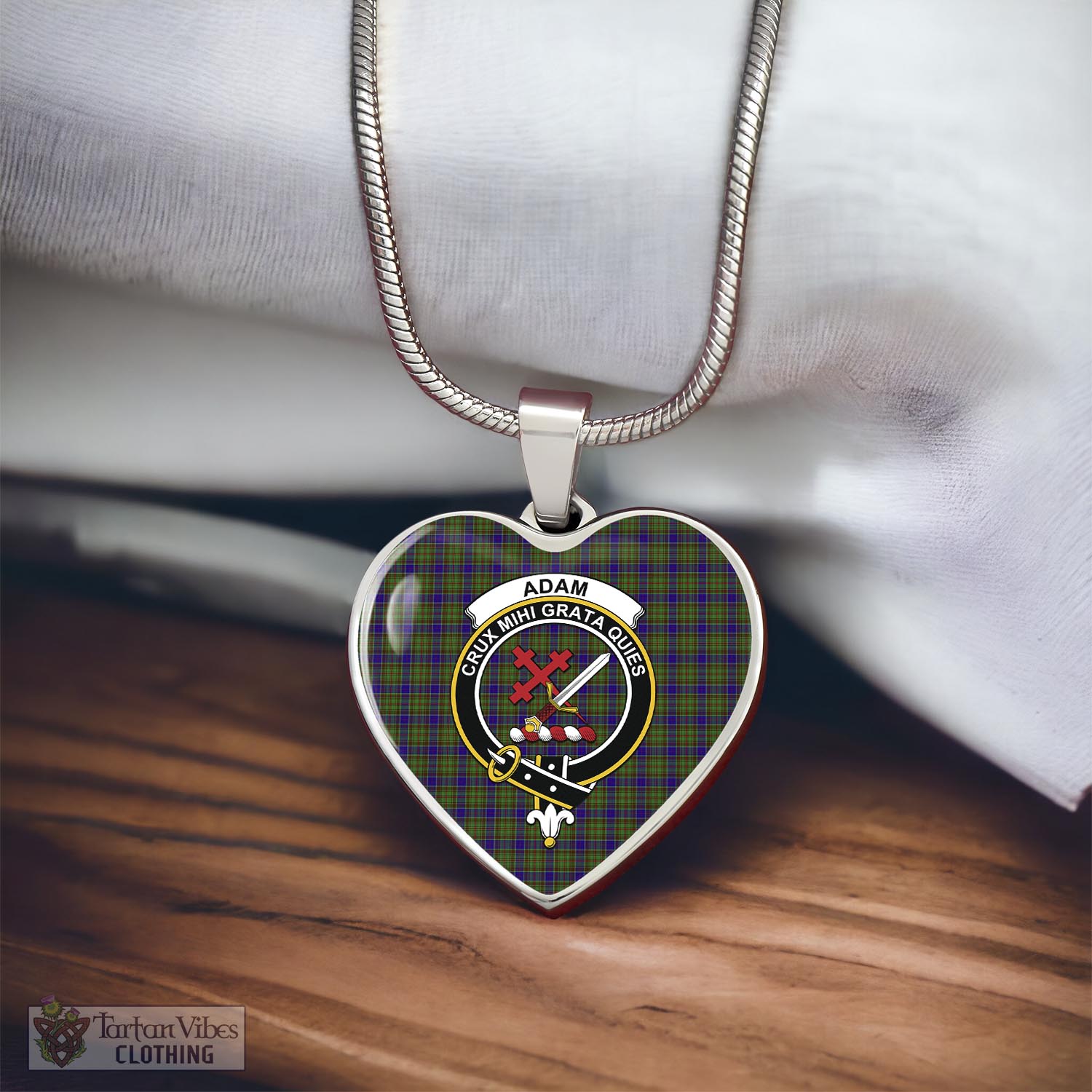 Tartan Vibes Clothing Adam Tartan Heart Necklace with Family Crest