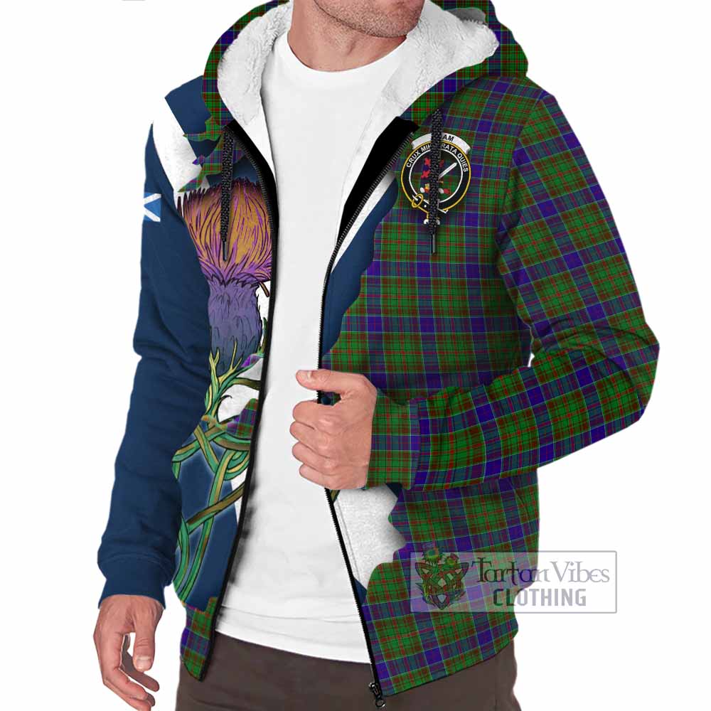 Tartan Vibes Clothing Adam Tartan Family Crest Sherpa Hoodie Scottish Thistle Celtic Inspired