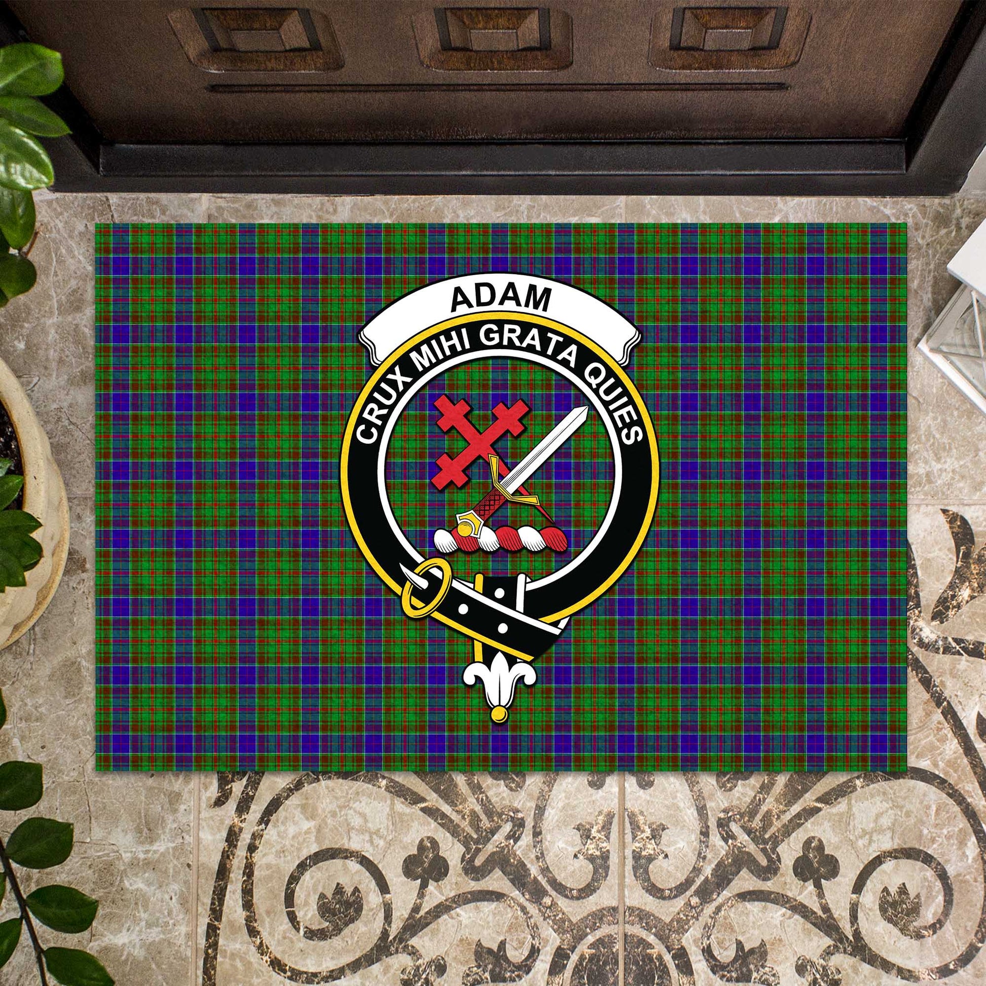 Adam Tartan Door Mat with Family Crest - Tartanvibesclothing