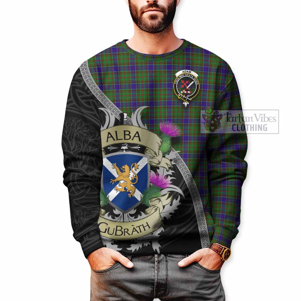 Tartan Vibes Clothing Adam Tartan Family Crest Sweatshirt Lion Rampant Royal Thistle Shield Celtic Inspired