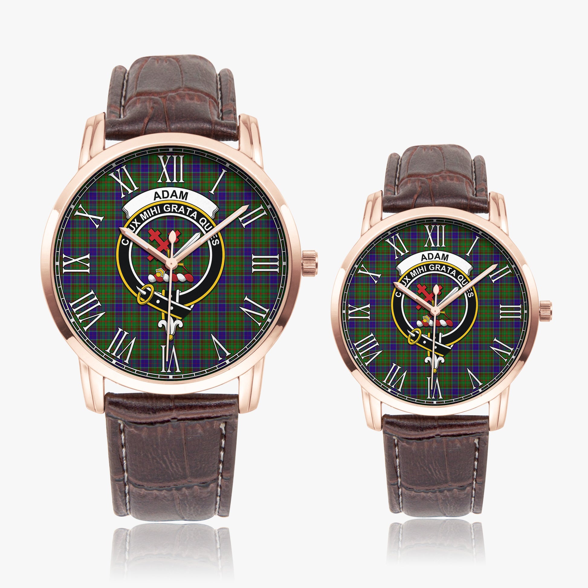 Adam Tartan Family Crest Leather Strap Quartz Watch - Tartan Vibes Clothing