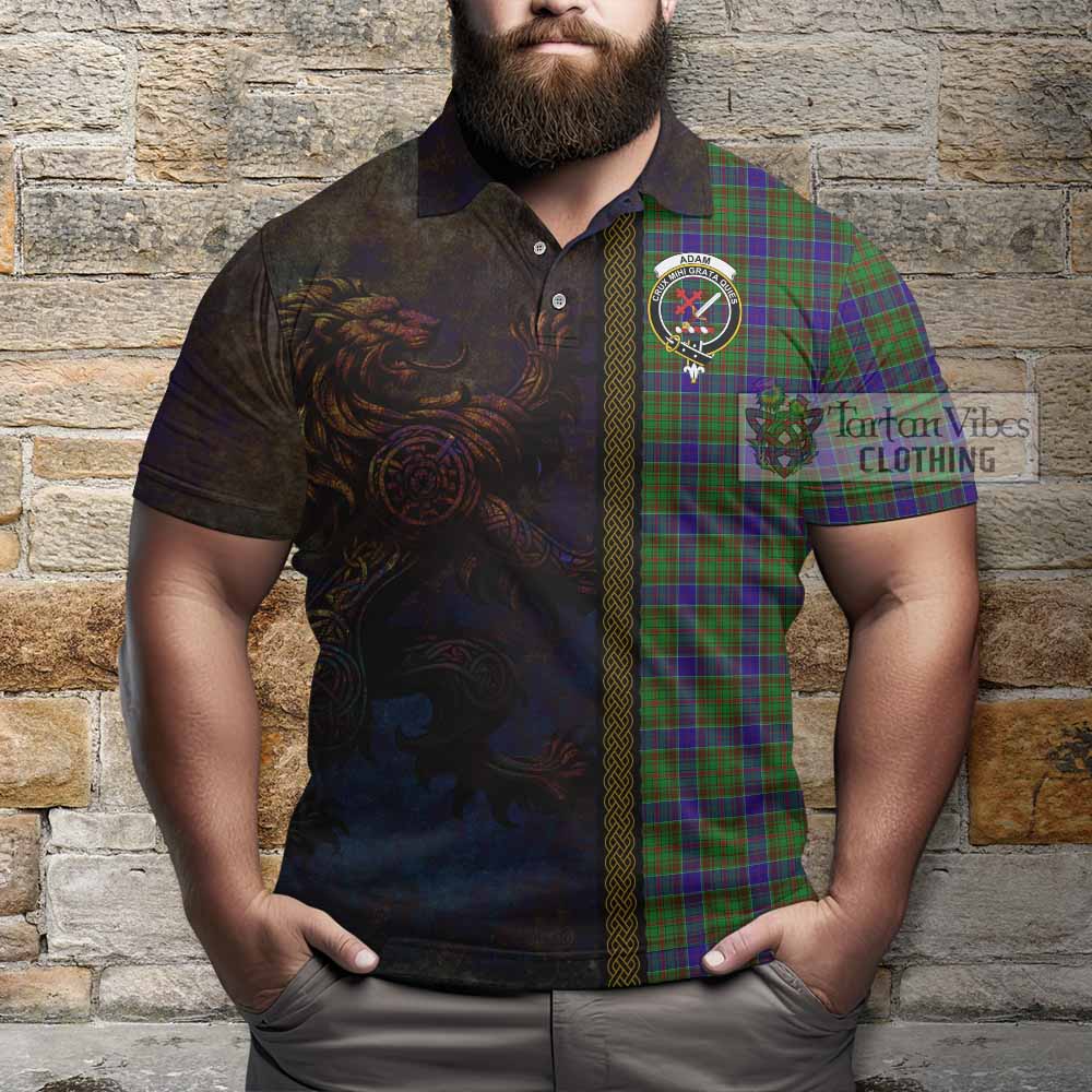 Tartan Vibes Clothing Adam Tartan Family Crest Polo Shirt Alba Gu Brath Be Brave Lion Ancient Style