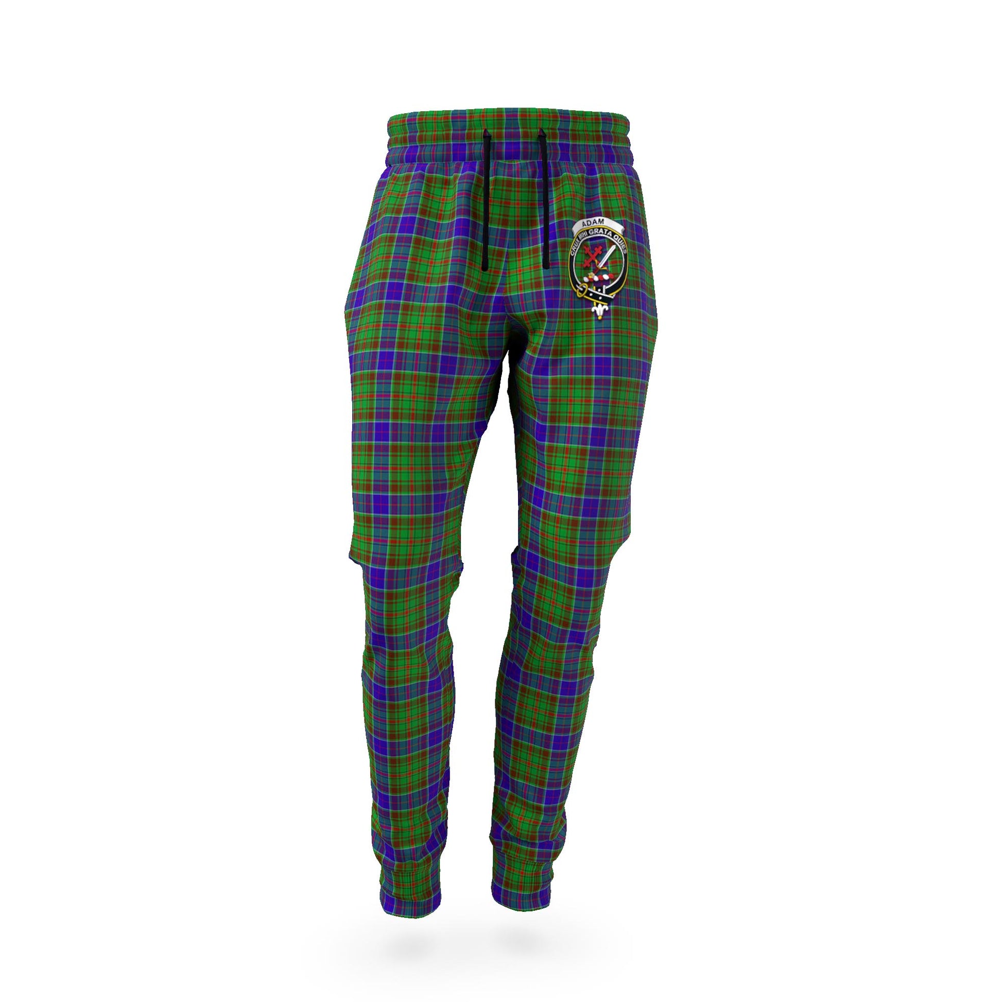 Adam Tartan Joggers Pants with Family Crest - Tartan Vibes Clothing